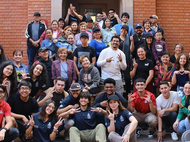 group of students people in courtyard