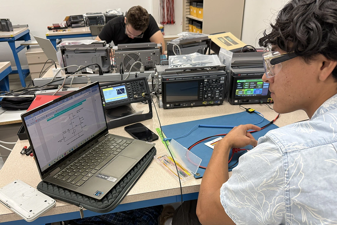 student in lab